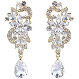 Clearine Women's Boho Floral Pendant Earrings, Wedding / Bridal Drop Earrings, Statement Earrings, Chandelier Earrings, Alloy