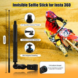 WEWOGA Motorcycle Double Clamp Mount Kit with 59" Invisible Selfie Stick for Insta 360 X4 X3 X2 X ONE RS R GO 3 Heavy-Duty Handlebar Clamp Mount Motorcycle Compatible for Gopro 13/12/11/10/9 UTV ATV