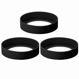 ONLYKXY 3pcs 8cm Silicon Protective Cup Mat Sleeve Heat-Resistant Bottle Holder Rubber Coaster Tumblers Protector Base Pad Non-Slip Bottom Cover Ring Accessories for Thermos Cup (Black)