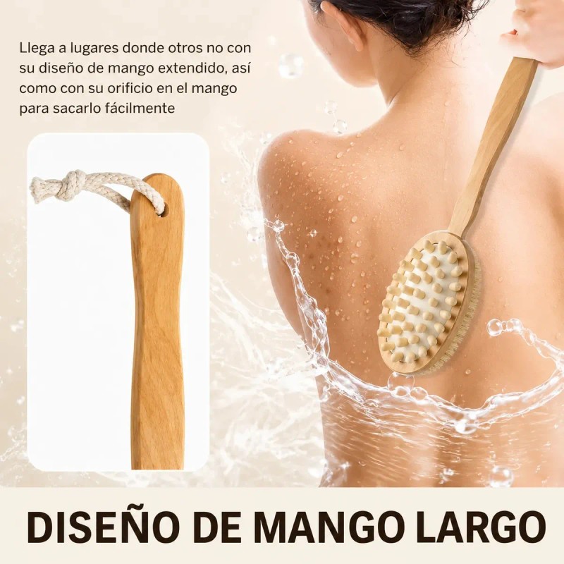 Cepillos Manual Corporal Chico Exfoliante Doble Cara Mango Removible 42cm