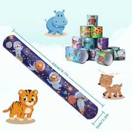 30Pcs Slap Bands, Animal Slap Bracelets for Party Bags Fillers, Kid's Party Favors Slap Wrist Bands for Kids Boys Girls, Poppy Slap Band for Birthday Christmas Party Favours - Animal