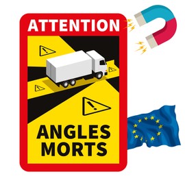 Blind Spot Sticker France - Angles Morts Magnet Motorhome and Bus - Magnetic Sign Car 17 x 25 cm - Motorhome Sticker Warning Sign