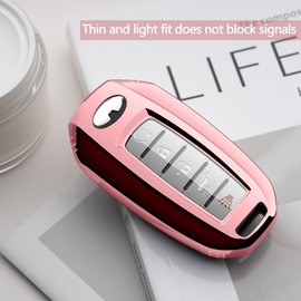 Tengare Car Key Fob Cover Compatible with Infiniti Key Case Pink Protector Keychain Holder Q50 Q60 QX50 QX55 QX60 accessories