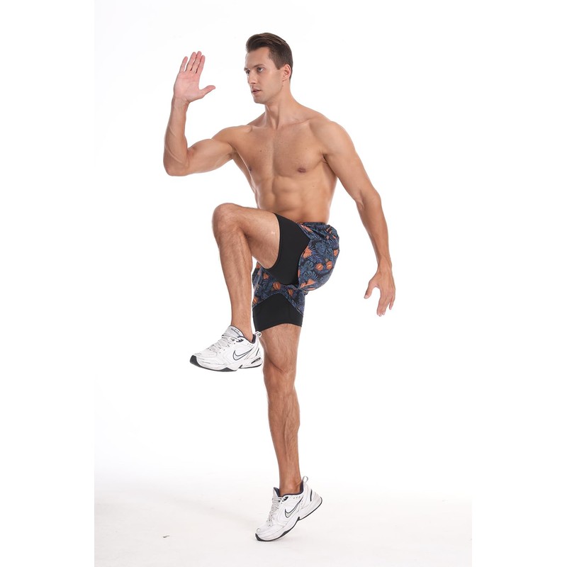 Viisendy Pro Men's 2-in-1 Compression Lining Beach Shorts and Swim