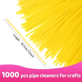 Praisebank 1000pcs Yellow Pipe Cleaners, Pipe Cleaners, Pipe Cleaners for Crafts.