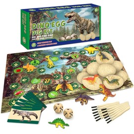 Dig Up Dinosaur Fossil Eggs, Break Open 12 Unique Eggs and Discover 12 Cute Dinosaurs, Easter Digging Toy for Dinosaur Map Chessboard 6 7 8 9-12 Year Old Boys Archaeology Science Gift