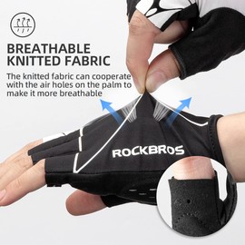 ROCKBROS Cycling Glove for Women Men Biking Fingerless Gloves Half Finger Bike Riding Gloves for Mountain Bike Shock-Absorbing Bike Gloves Breathable Anti-Slip Bike Gloves