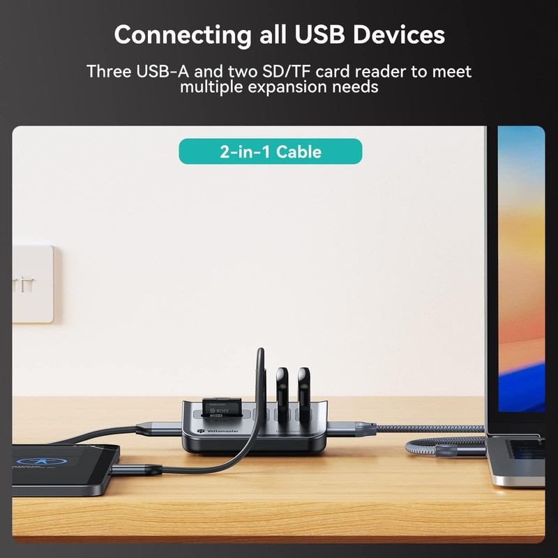 Yottamaster 4 Port USB 3.0 Hub, Powered USB Hub 5V