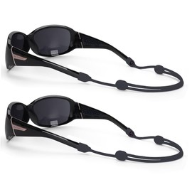 SHINKODA Silicone Adjustable Sunglasses Strap, 2 Pack, Black, S