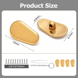 Hmelna 2 Pairs of Anti Slip Metal Titanium Screw Eyeglass Nose Pads, Including a 3 in 1 Screwdriver and Screw Repair Kit, Suitable for Frame Glasses, Sunglasses, Business Series (Gold)