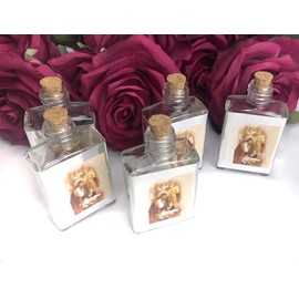 OOKI-12 PC 3.5 Decorative HOLY Water Bottle Favors RECUERDOS Baptism BAUTIZO Christening Glass with Cork Top (Baptism Boy)