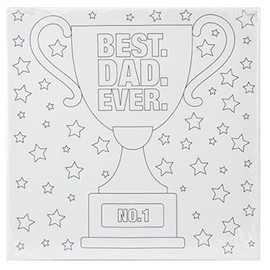 Best Dad Ever Colour Your Own Pre-Drawn Stretched Kids Children Canvas to Paint 25cm x 25cm (10” x 10”) (Best Dad Ever)