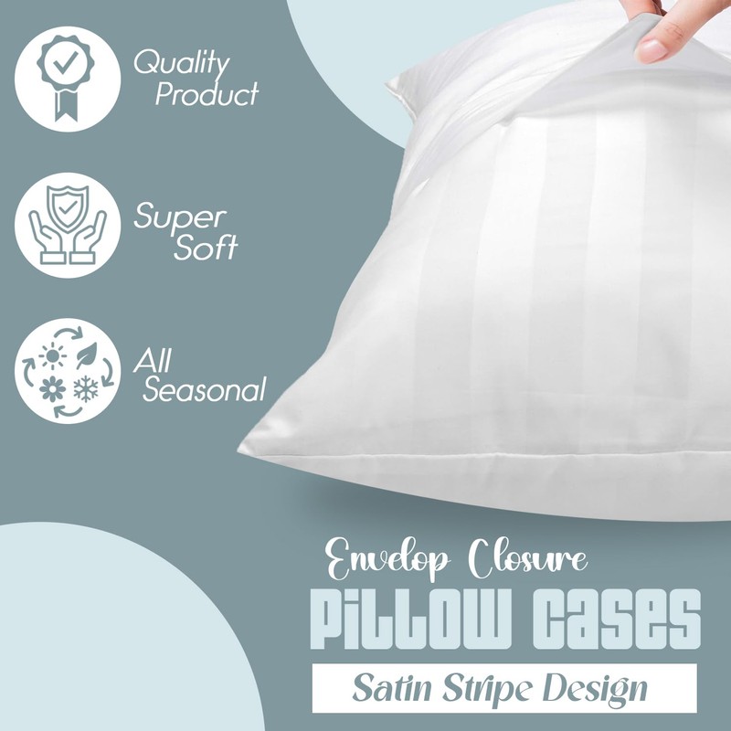 Sunshine Comforts Pillow Cases 4 pack Satin Stripes-Microfiber luxury Pillow