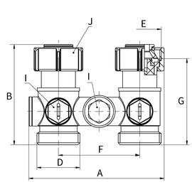 Simplex F10005 Single Tube Tap Block G 3⁄4 Inch M x G 3⁄4 Inch F Passage Double Ball Valve Radiator Connection Heating