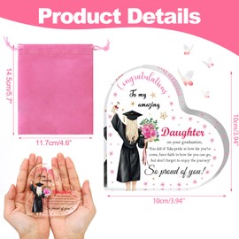 DPKOW Congratulations Graduation Gifts for Her 2025, Leaving School Gifts for Daughter, Heart Shaped Acrylic Plaque Class of 2025 Gift Exam Prom Gift Well Done, Graduation Presents for Daughter