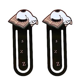 2Pcs Cute Sleeping Cat Metal Bookmark for Cat Lovers Book Marker Lovely Home Supplies School Office