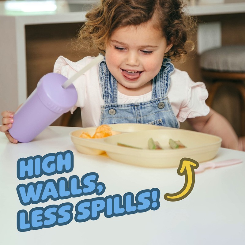 MightyMoe Toddler Dinnerware Set, 15pc Plates Bowls & Trays -