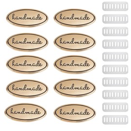 10 etiquetas de ganchillo para artículos hechos a mano, de aleación de zinc ovaladas hechas a mano con arandelas, accesorios de oro claro, adecuadas p