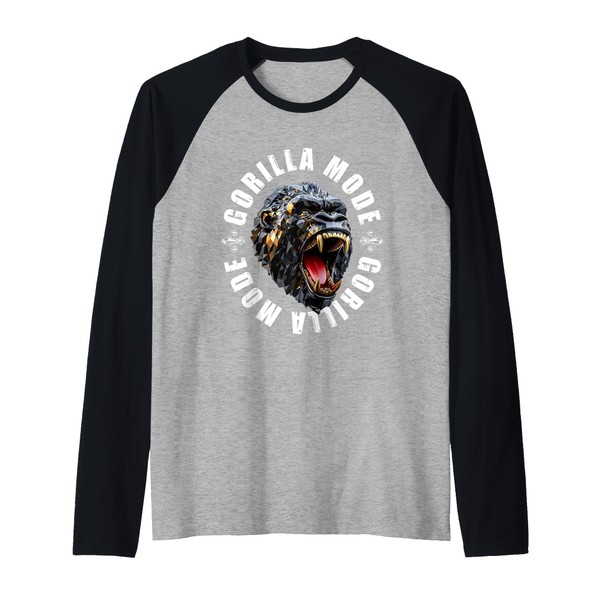Gorilla Mode Motivation Beast Training Workout Gym Quote Raglan, black