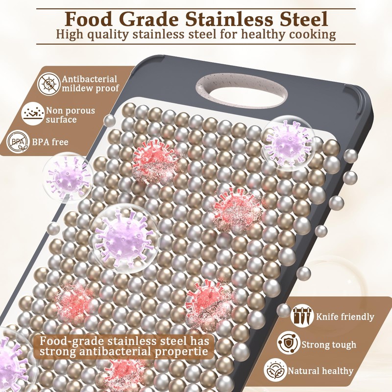 GUANCI Cutting Board for Kitchen, Stainless Steel Cutting Board Double