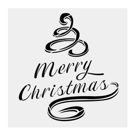 Merry Christmas Ribbon Alphabet Large Letter Winter Stencil for Painting on Wood, Canvas, Walls, Floors, Fabrics and Furniture, Paint Wooden Signs, DIY Home Decor, Reusable Plastic Stencil（10" x 10"）