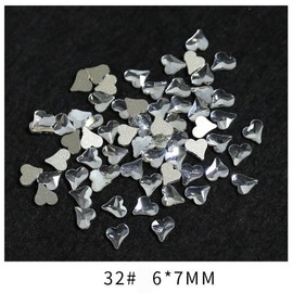 Unismula Nail Stone Nail Parts Crystal Flat Stone Zirgon Stone Nail Mini Stone 50pcs, No. 32 Heart 6x7mm / 유니스뮬라 네일스톤 네일파츠 크리스탈 평스톤 지르곤스톤 네일미니스톤 50개, 32번 하트 6x7mm