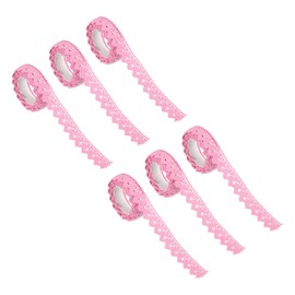 PATIKIL 0.6" Wide 2 Yards Self-Adhesive Lace Tape Lace Ribbon, 6 Pack Cotton Washi Trim Stickers Masking for Craft Scrapbooking DIY Card Making, Dark Pink