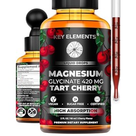 Liquid Magnesium Glycinate 420 Mg with Natural Tart Cherry Extract | Magnesium Glycinate Drops Supplement for Sleep, Mood & Mobility Support | Tart Ch