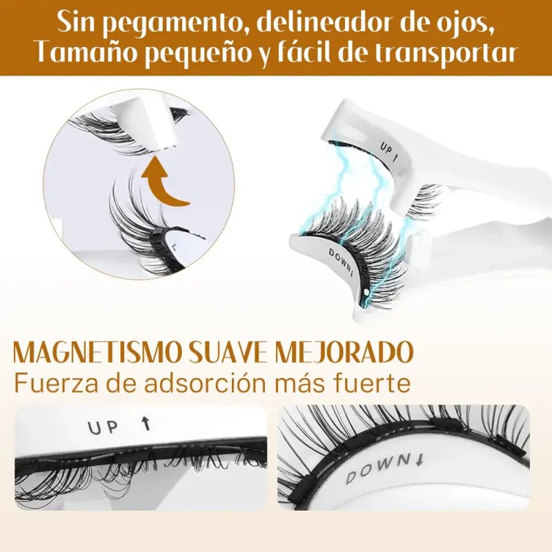 Kit De Pestañas Magnéticas Reutilizables Con Aplicador 2pars