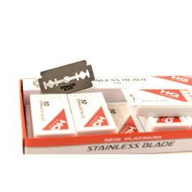 Mens Safety Razor Blades for Shaving - Double Edge Stainless Steel Razor Blades - Platinum Stainless Steel Double Edge Razor Blades - Precise, Smooth, Clean Shave and Barber Shops (50)