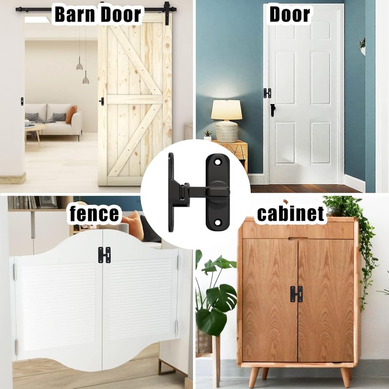 Barn Door Lock, 90/180 Degree Gate Latches, Zinc Alloy Right