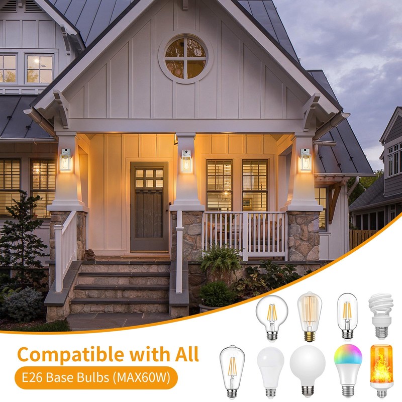 2 Pack Silver Motion Sensor Outdoor Light Fixtures Wall Mount,