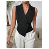 GORGLITTER Women's Asymmetrical Lapel V Neck Blazer Vest Button Front