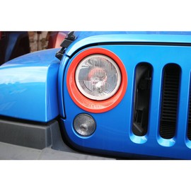 RT-TCZ Headlight Cover Trim Headlight Bezels for Jeep Wrangler JK & Wrangler Unlimited JKU 2007-2018 Unlimited (Red)