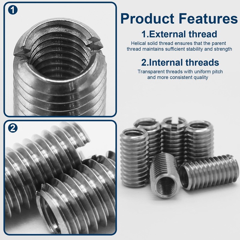Pack of 20 Thread Inserts M8 to M6, Self-Tapping Thread