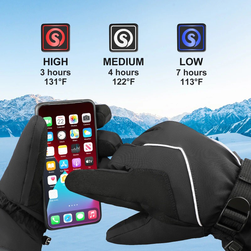 Cold Weather Winter Electric Glove Finger Heating Adjustable Temperature Touchscreen