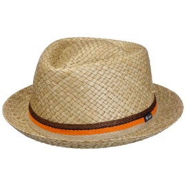 Lipodo Diamond Crown Straw Hat for Men and Women - Sun Hat Made in Italy - 100% Straw - Pork Pie for Spring / Summer - natural, size: 58-59