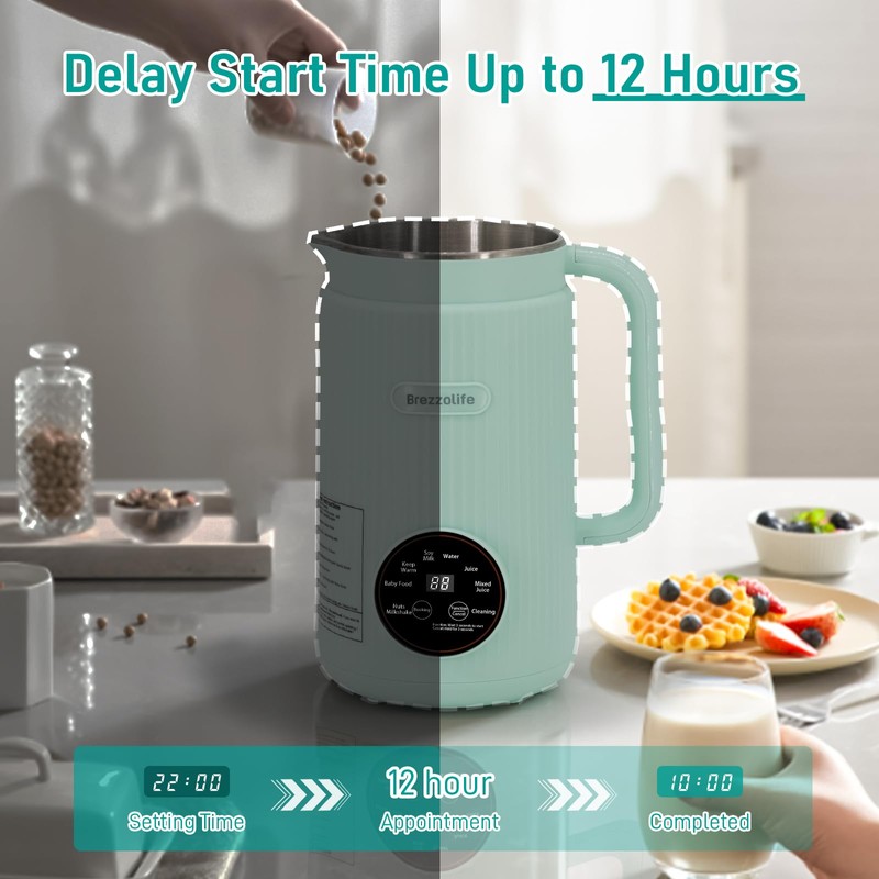 Nut Milk Maker,40oz Large Capacity Stainless Steel Automatic Soy Milk