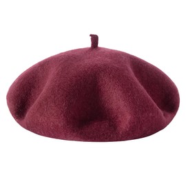 Lanzom Wool Blend Women Beret Hat French Beret Cap Winter Fashion Solid Color Hat for Women Girls Lady (US, Alpha, Medium, Large, Wine Red)