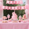 lasuroa Pink Happy Birthday Banner, Pre-Assembled Pink Birthday Banner Sign