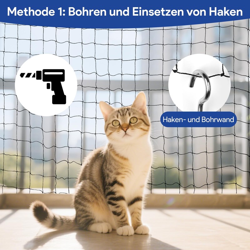 Cat Net for Balcony, Size 3 x 4 m, Includes