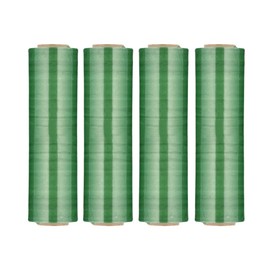 PSBM Green Stretch Wrap, 4 Pack, 15 Inch x 1500 Feet, 80 Gauge, Dark/Opaque Hand Stretch Film Rolls for Packaging Moving Packing Pallets