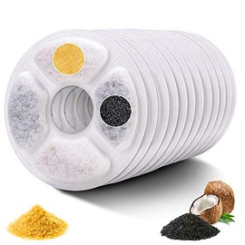 fitenected Pet Cat Fountain Filter Replacement Activated Carbon Ion Exchange Resin Triple Filtration System Automatic Water Dispenser Compatible for Dogs 12Pcs