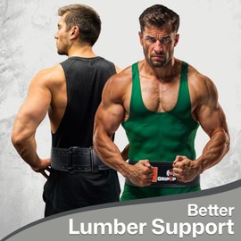 GripUp Weightlifting Belt for Men & Women Approved, 6mm Thick 100% Leather, 4” Powerlifting Back Support, Ideal for Squats, Deadlifts, Bodybuilding, Gym Workouts, and Strength Training (Black, 2XL)