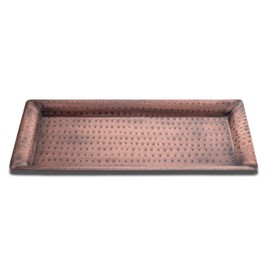 Monarch Abode Hand Hammered Metal Decorative Vanity Platter Tray, Kitchen Bathroom Counter Storage Counter Organizer, 16 inch, Antique Copper Finish