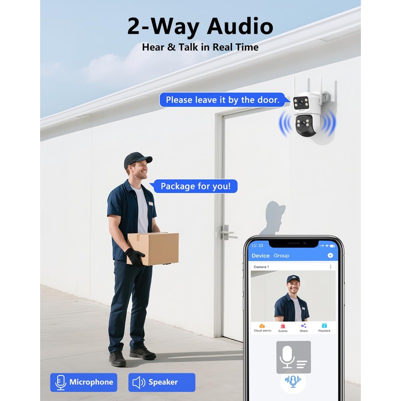 【2-Way Audio】 4MP Extend PTZ Security Cameras Wireless Outdoor