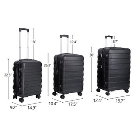 F2C Hardside Expandable Luggage Sets 3 Piece 22 inch 26 inch 30 inch Hardshell Suitcases with Height Adjustable TSA Lock Spinner Wheels Lightweight Sturdy