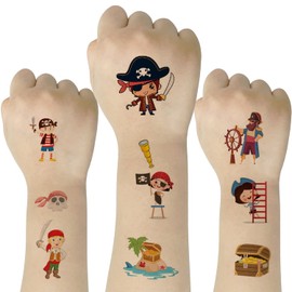 SIX VANKA (Pack of 10 Sheets) Pirate Waterproof Temporary Tattoo Stickers for Kids Boys and Girls, Party Favors Decorations