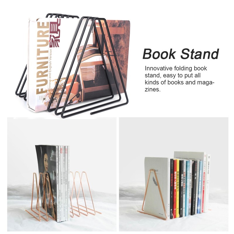 Innovative Desktop Flexible Folding Metal Bookend Book Stand Holder Organizer