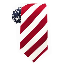 Elfeves Men's Modern Striped Patterned Formal Ties College Daily Woven Neckties (One Size, Red Blue White American Flag)